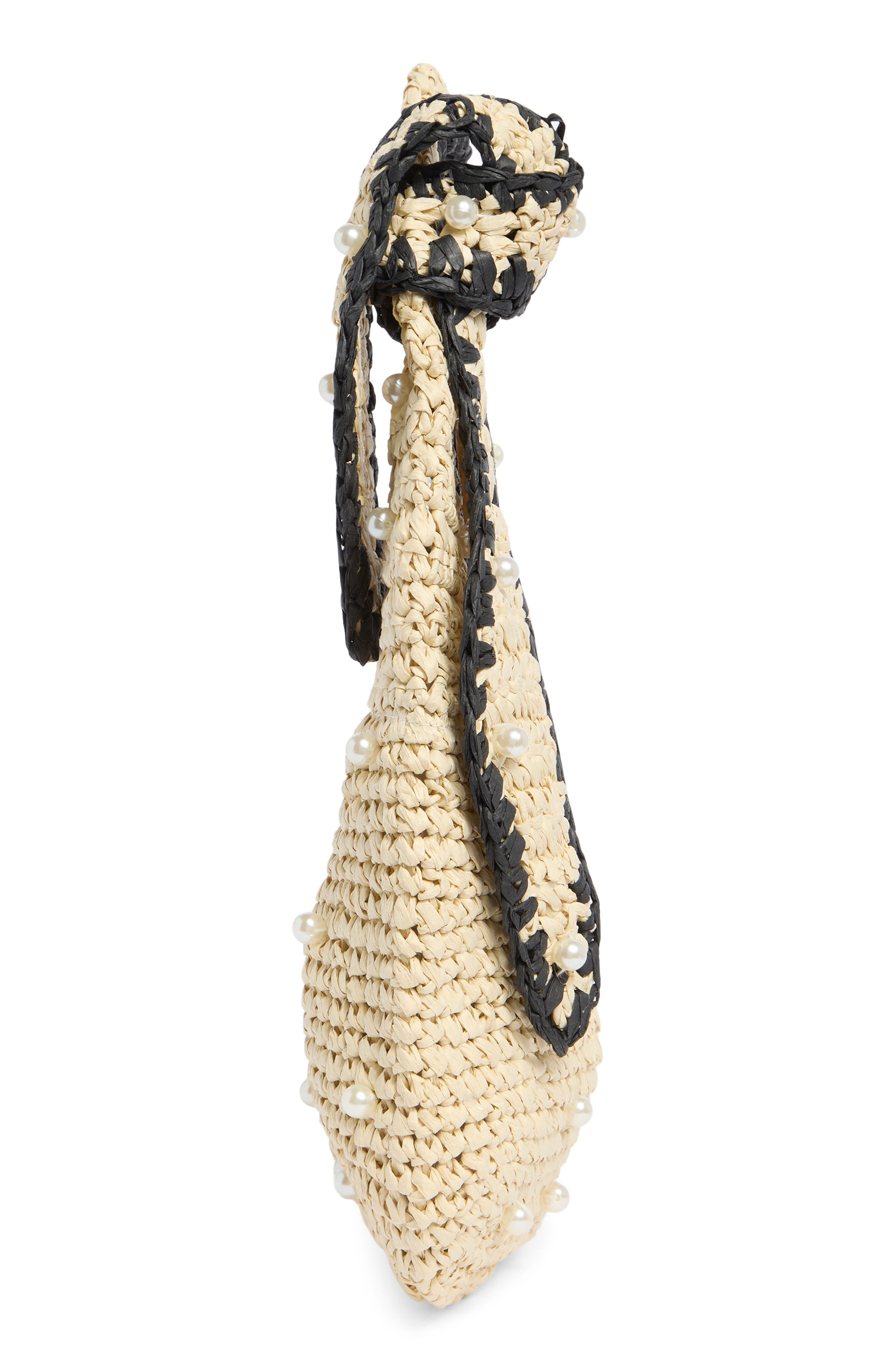 ALESSIA BIANCHI Faux Pearl Shoulder Bag, Alternate, color, Off White/ Black