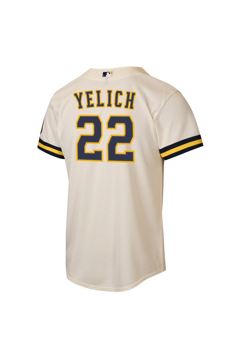 Youth Nike Christian Yelich Cream Milwaukee Brewers Home Stadium Jersey, Alternate, color, Cream
