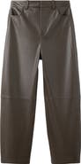 MANGO High Waist Faux Leather Balloon Leg Pants