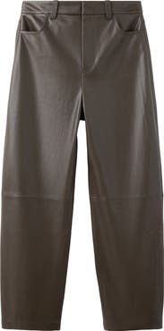 MANGO High Waist Faux Leather Balloon Leg Pants