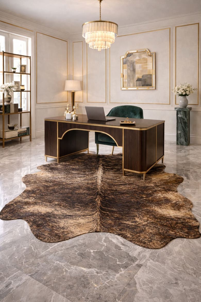 Eco Hides Brindle Cowhide Rug 8'7" × 6'6", Alternate, color, Brindle