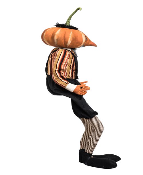 Gallerie Ii Gilbert Pumpkin Head Joe Spencer Gathered Traditions Halloween Art Doll Figure In Black