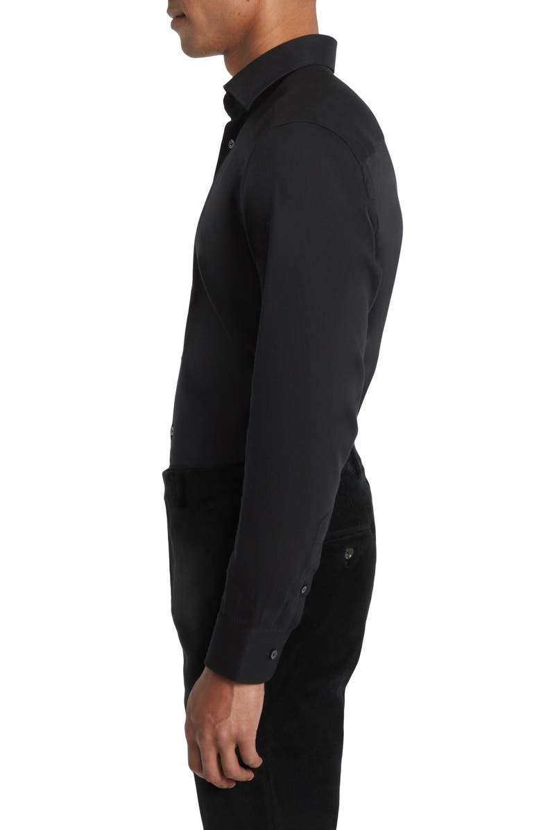 Jack Victor Aurelio Cotton & Silk Blend Dress Shirt, Alternate, color, Black