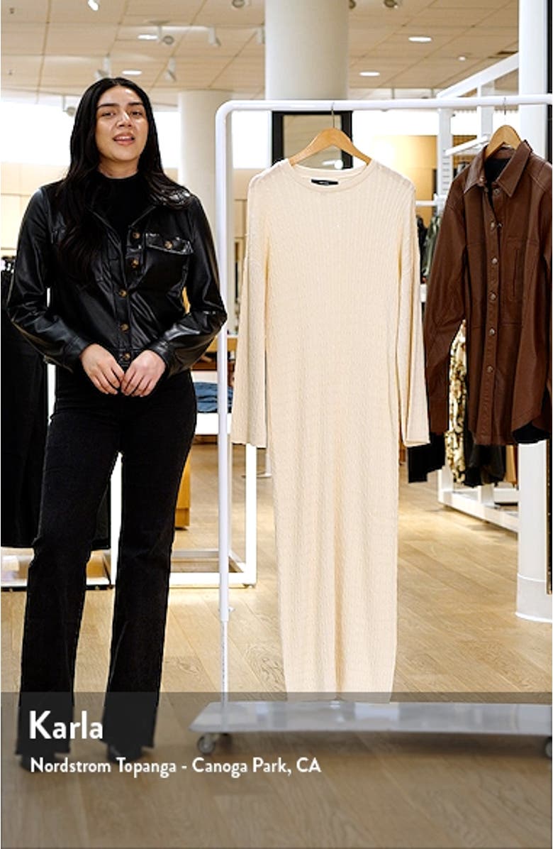 Monica Long Sleeve Cable Stitch Maxi Sweater Dress, sales video thumbnail