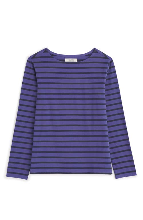 Seasalt Cornwall Sailor Stripe Organic Cotton Top In Purple