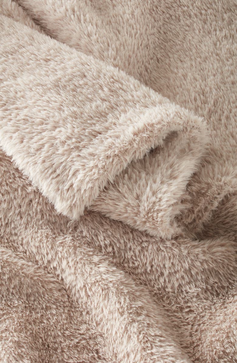 Nordstrom Nestle Faux Fur Throw Blanket, Alternate, color, Tan Thread