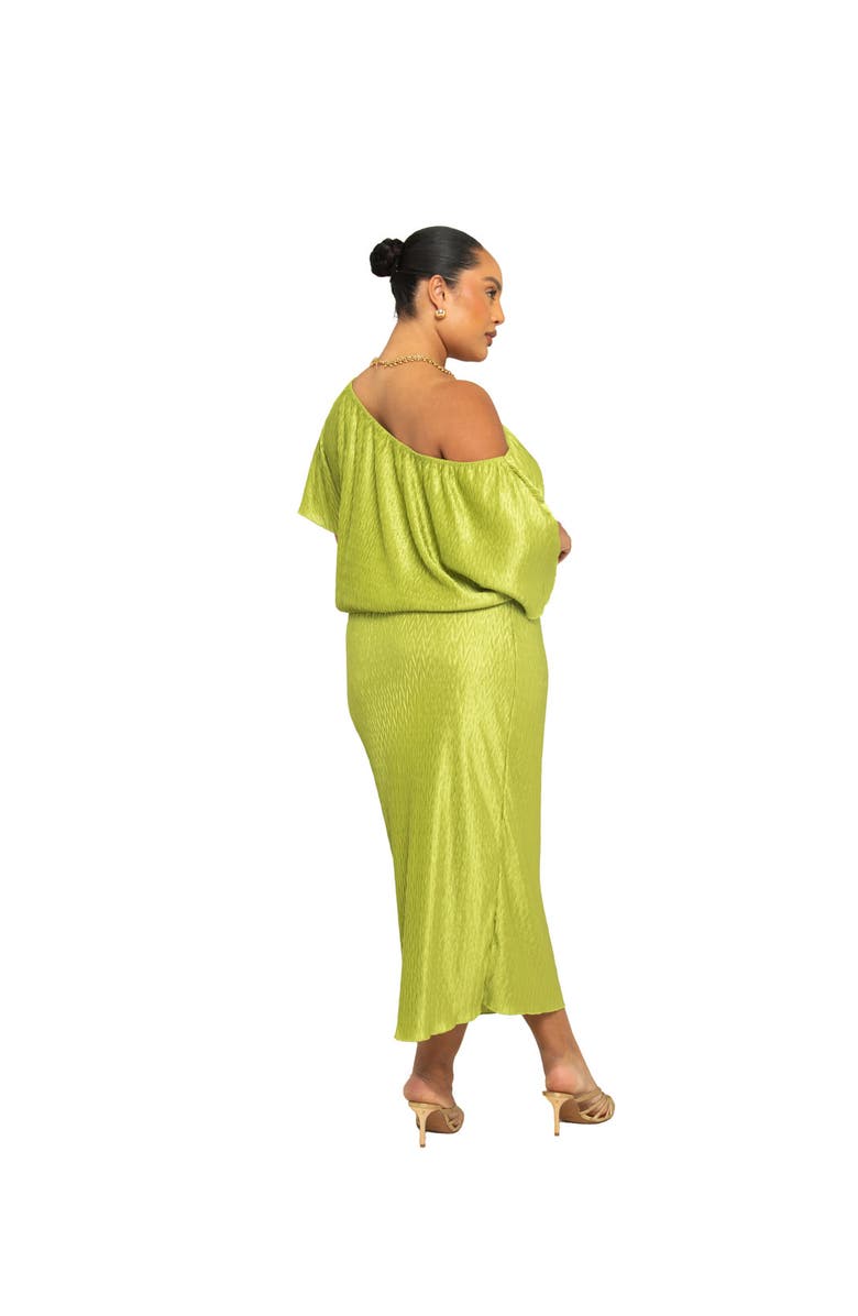 FASHION-SZN CURVE Off The Shoulder Chevron Midaxi Dress, Alternate, color, Green