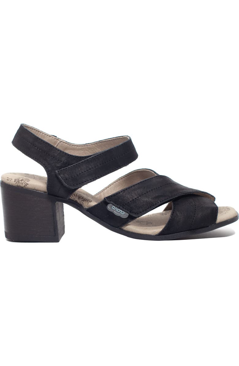 CLOUD Shine Block Heel Sandal, Alternate, color, Black Distress