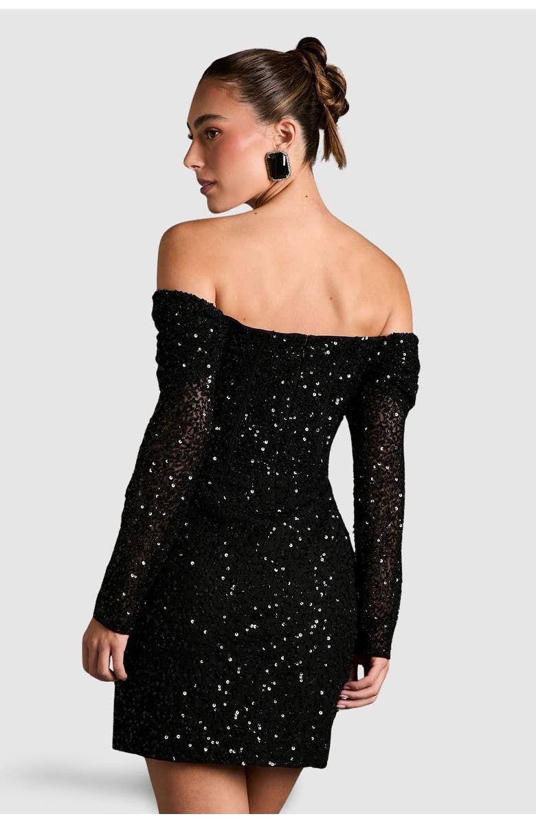 Coast Bardot Long Sleeve Wrap Skirt Mini Dress, Alternate, color, Black