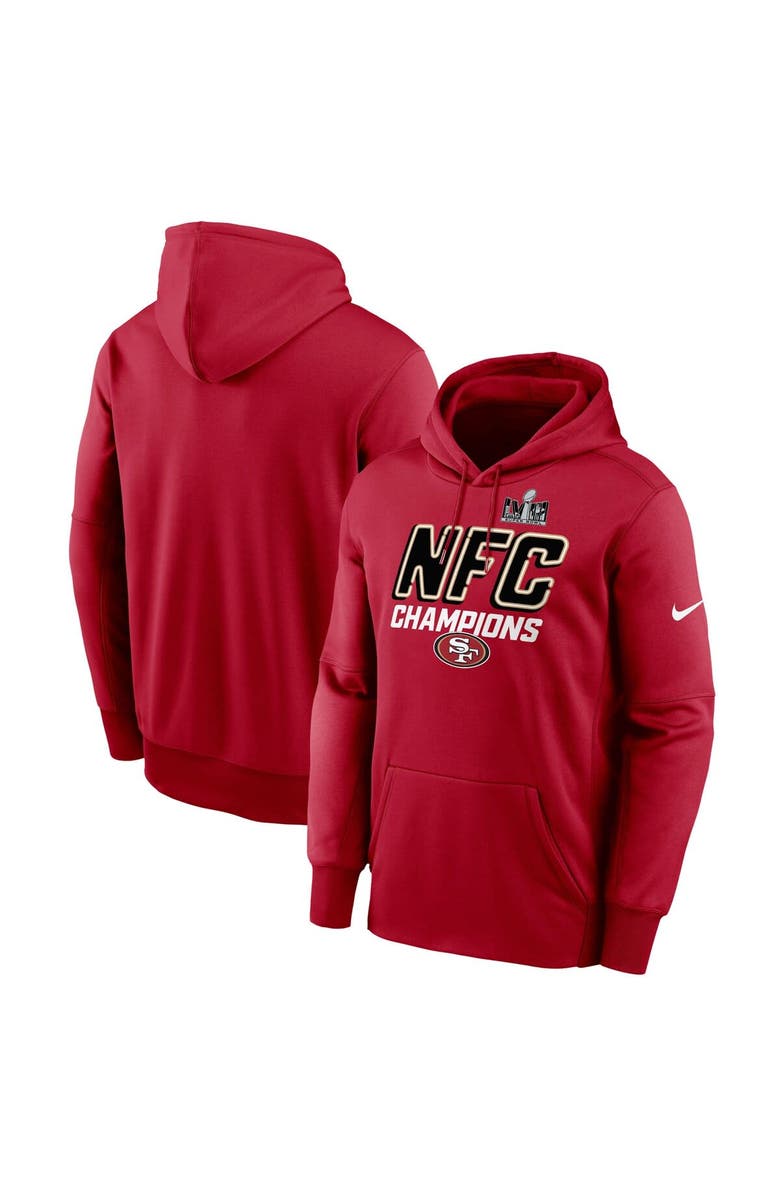 Nike Men's Nike Scarlet San Francisco 49ers 2023 NFC Champions Iconic Pullover Hoodie, Main, color,