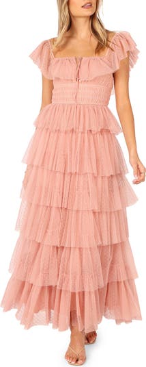 パーティードレス Faille and Swiss Dot Tulle Dress Petal & Pup Belle Swiss Dot Tulle Tiered Maxi Dress | Nordstrom