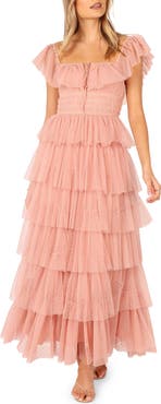 Petal & Pup Belle Swiss Dot Tulle Tiered Maxi Dress