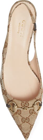 Gucci GG Supreme Canvas Kitten Heel Slingback Pump (Women