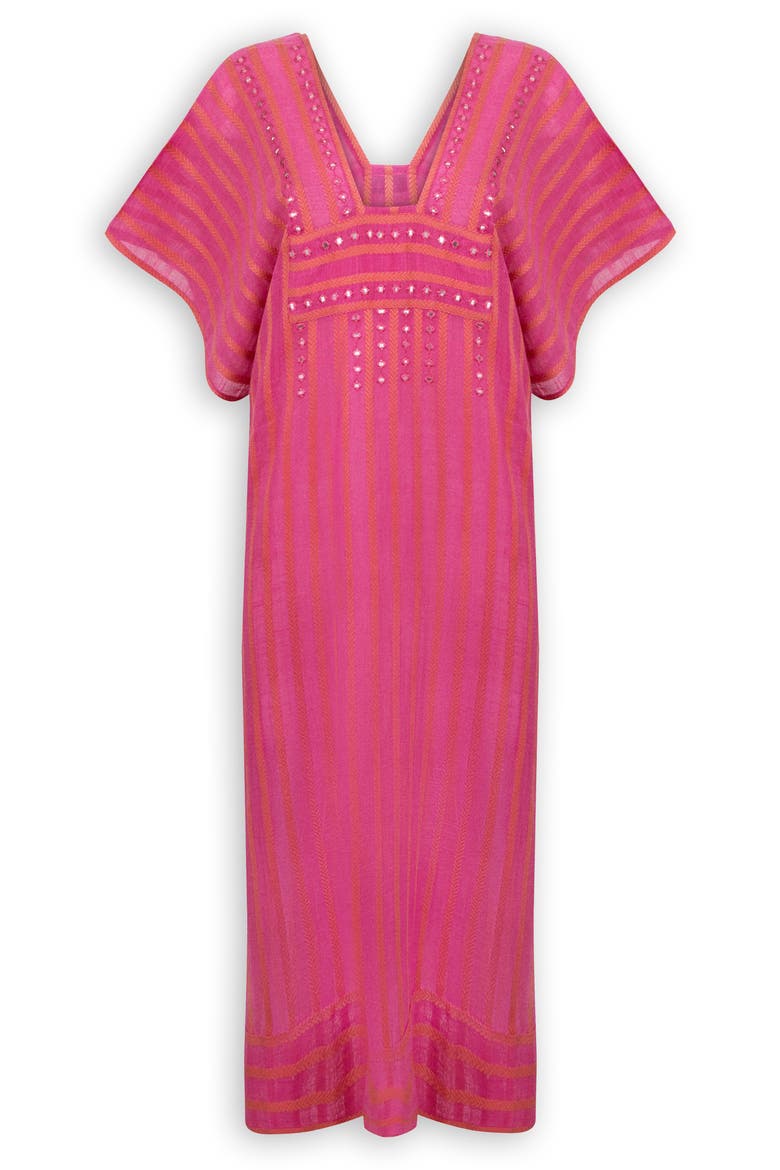 Striped Cotton Kaftan, Main, color, PINK