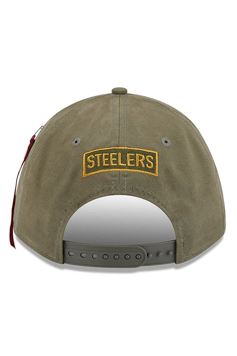 Men's New Era x Alpha Industries  Olive Pittsburgh Steelers A-Frame 9FORTY Adjustable Hat, Alternate, color, Olive