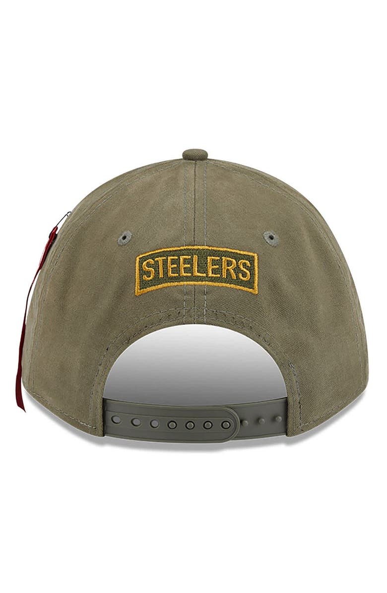 New Era x Alpha Industries Men's New Era x Alpha Industries  Olive Pittsburgh Steelers A-Frame 9FORTY Adjustable Hat, Alternate, color, Olive