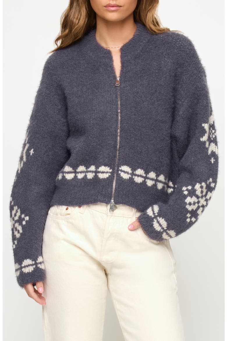 Cosmos Fair Isle Zip Sweater, Main, color, SNOWY MILE FAIR ISLE