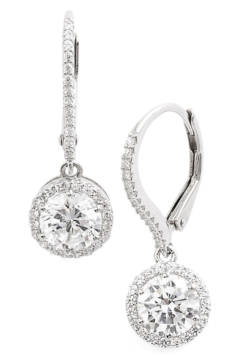 'Lassaire' Drop Earrings, Main, color, SILVER/ CLEAR