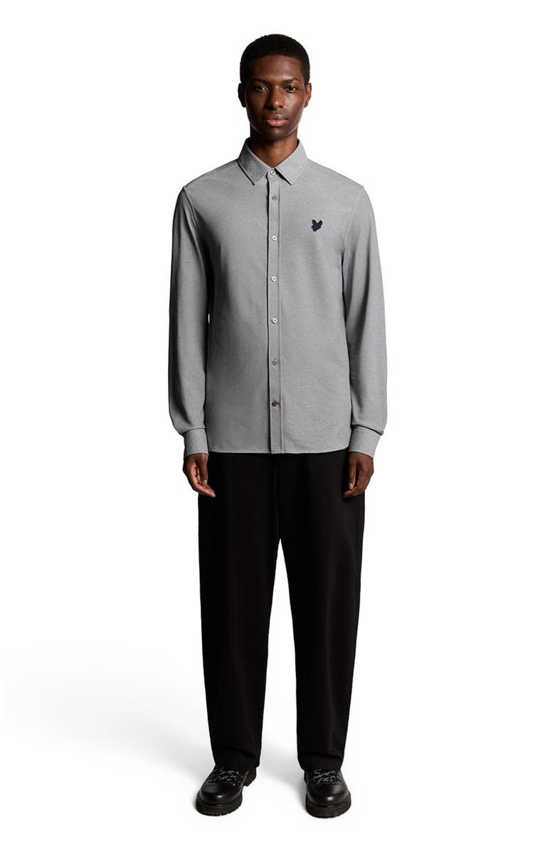 Lyle & Scott Jacquard Stripe Long Sleeve Shirt, Main, color, White/ Deep Tan