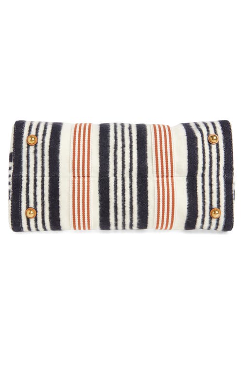 Valentino Garavani Large Tess Stripe Tote In Navy/ivy
