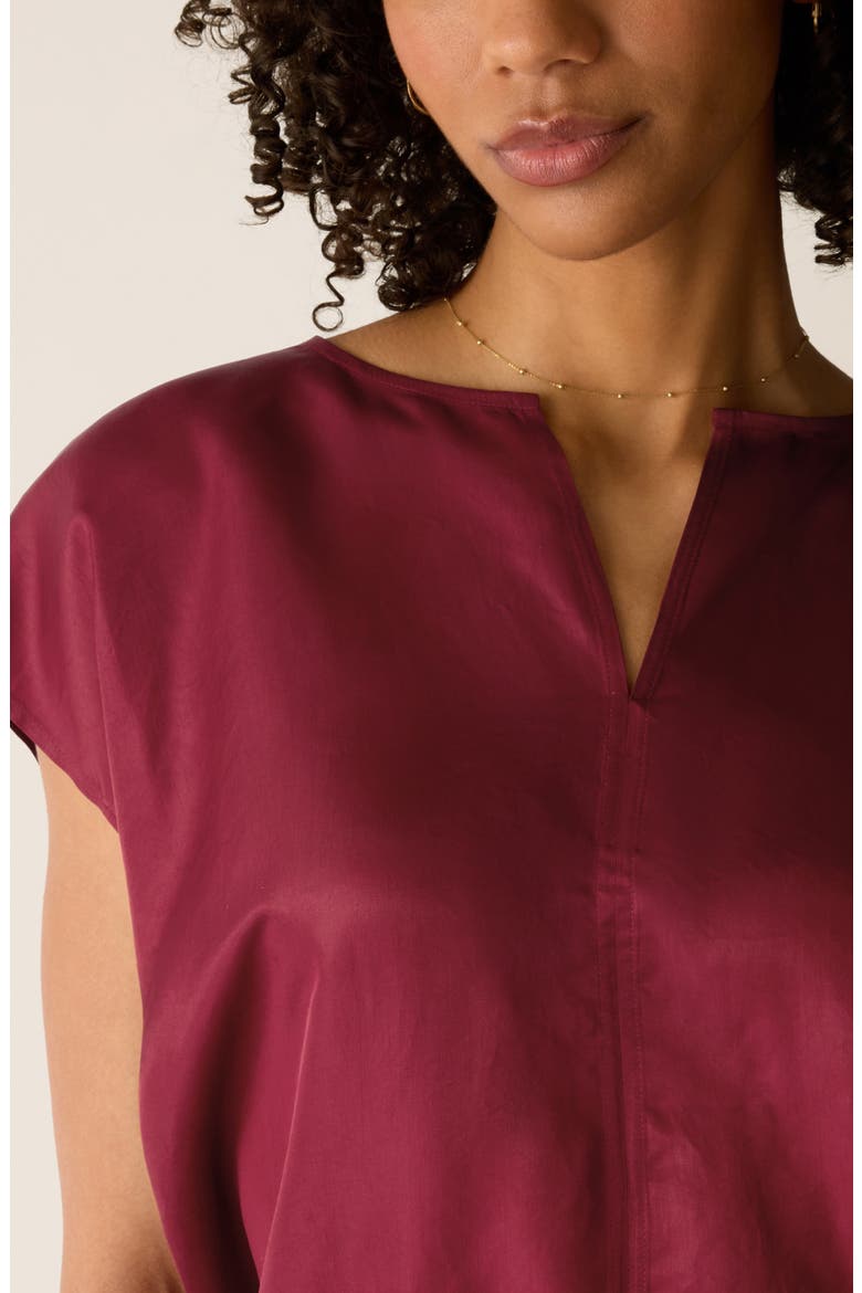 Cap Sleeve Woven Shirt, Alternate, color, RUBY