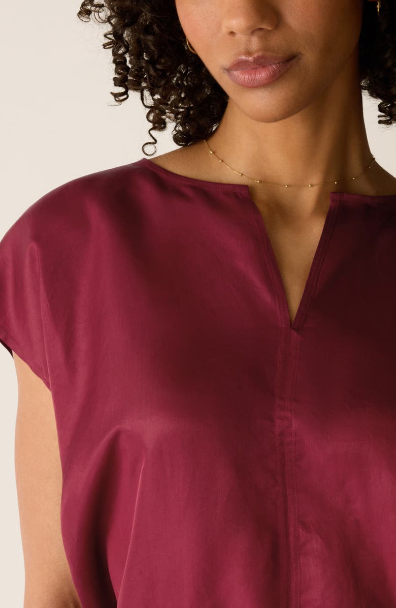 Eileen Fisher Cap Sleeve Woven Shirt, Alternate, color, Ruby