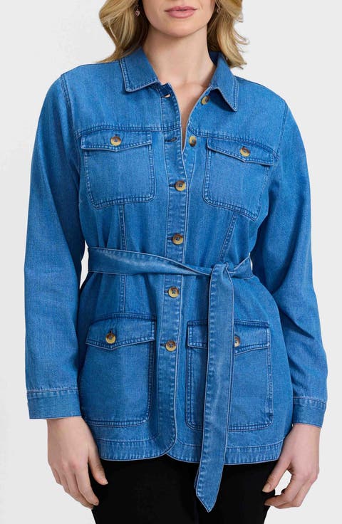 Stella Belted Denim Utility Jacket (Plus)