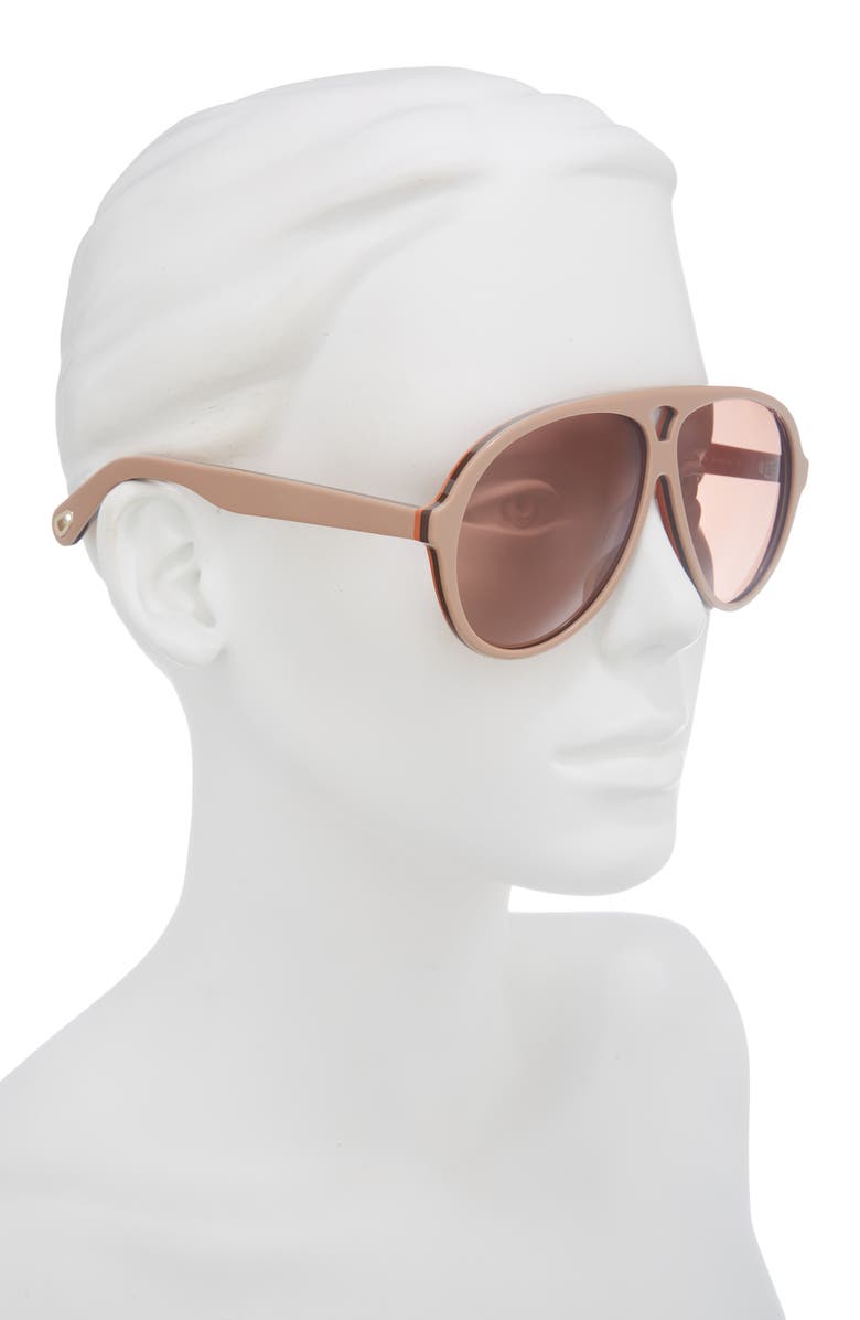 Chloé 61mm Aviator Sunglasses, Alternate, color, Beige Beige Red