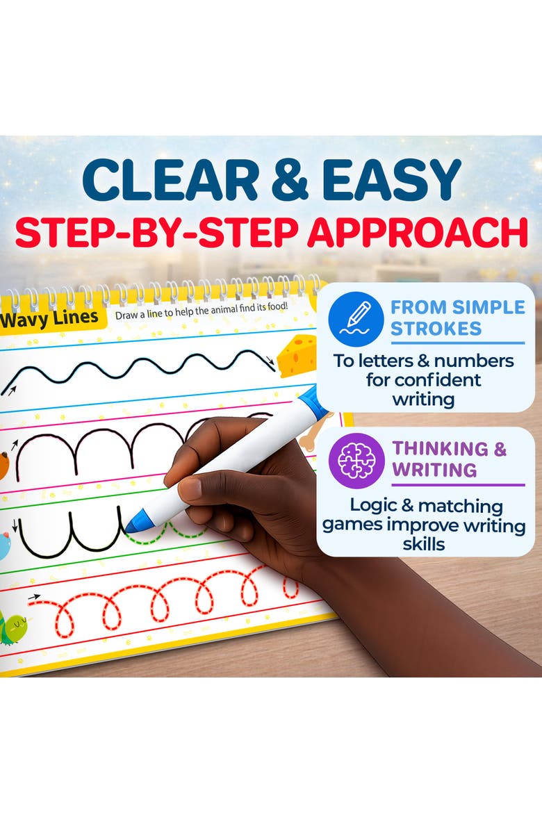 Tracing Activity Books for Kids - Dry Erase Practice Books with Markers, Alternate, color, White