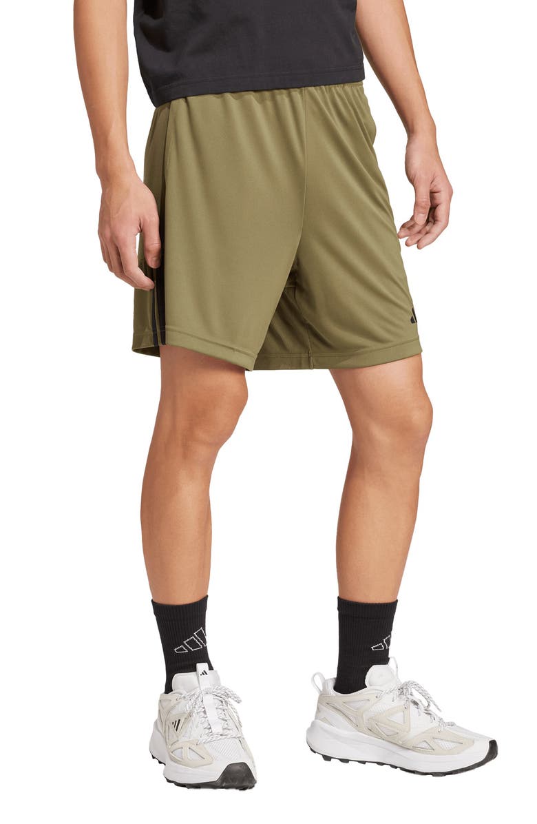 adidas Sereno 3-Stripes Shorts, Alternate, color, Olive Strata/ Black
