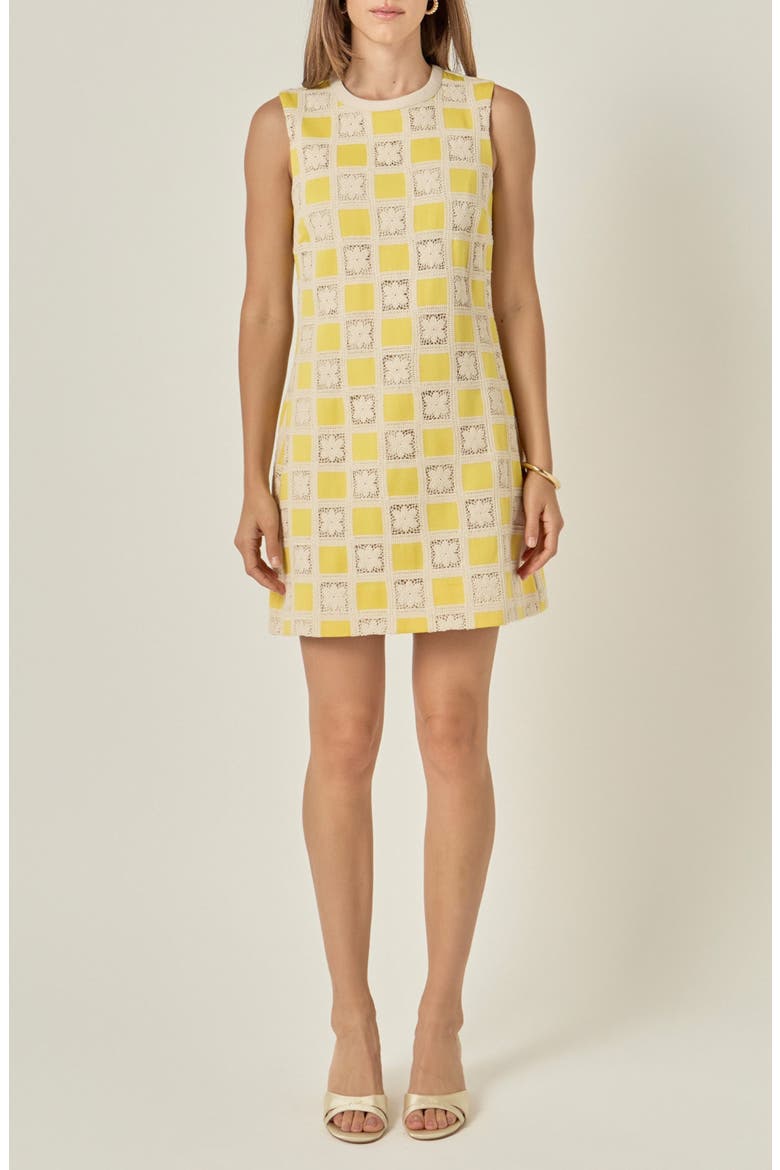 Crochet Patchwork Minidress, Main, color, YELLOW MULTI
