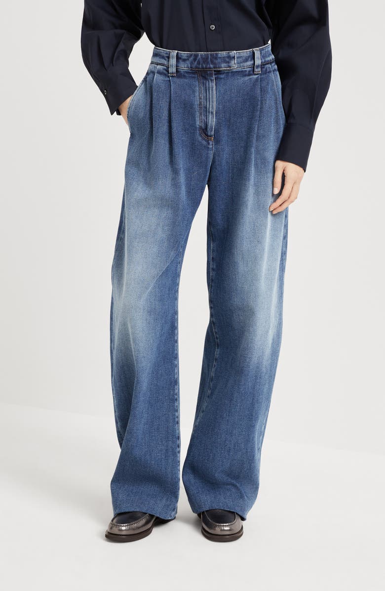 Brunello Cucinelli Loose Curved trousers, Alternate, color, Denim