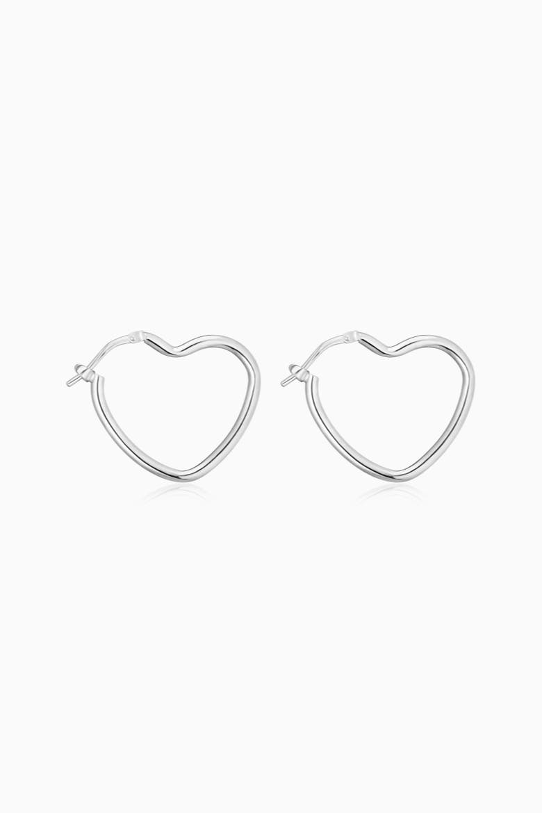 Sterling Silver Sweetheart Hoops, Alternate, color, Silver