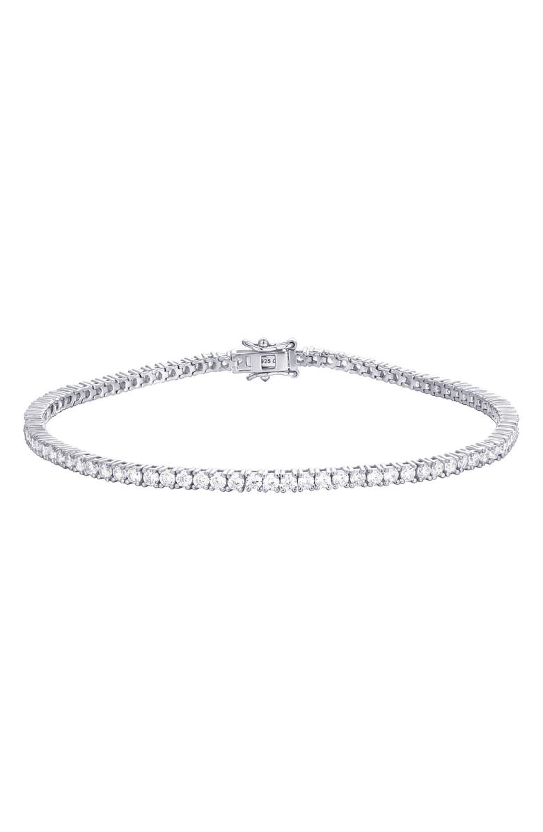 CANDELA JEWELRY Cubic Zirconia Tennis Bracelet, Main, color, Silver