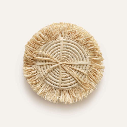 Indego Africa Raffia Fringe Set Of 4 Coasters