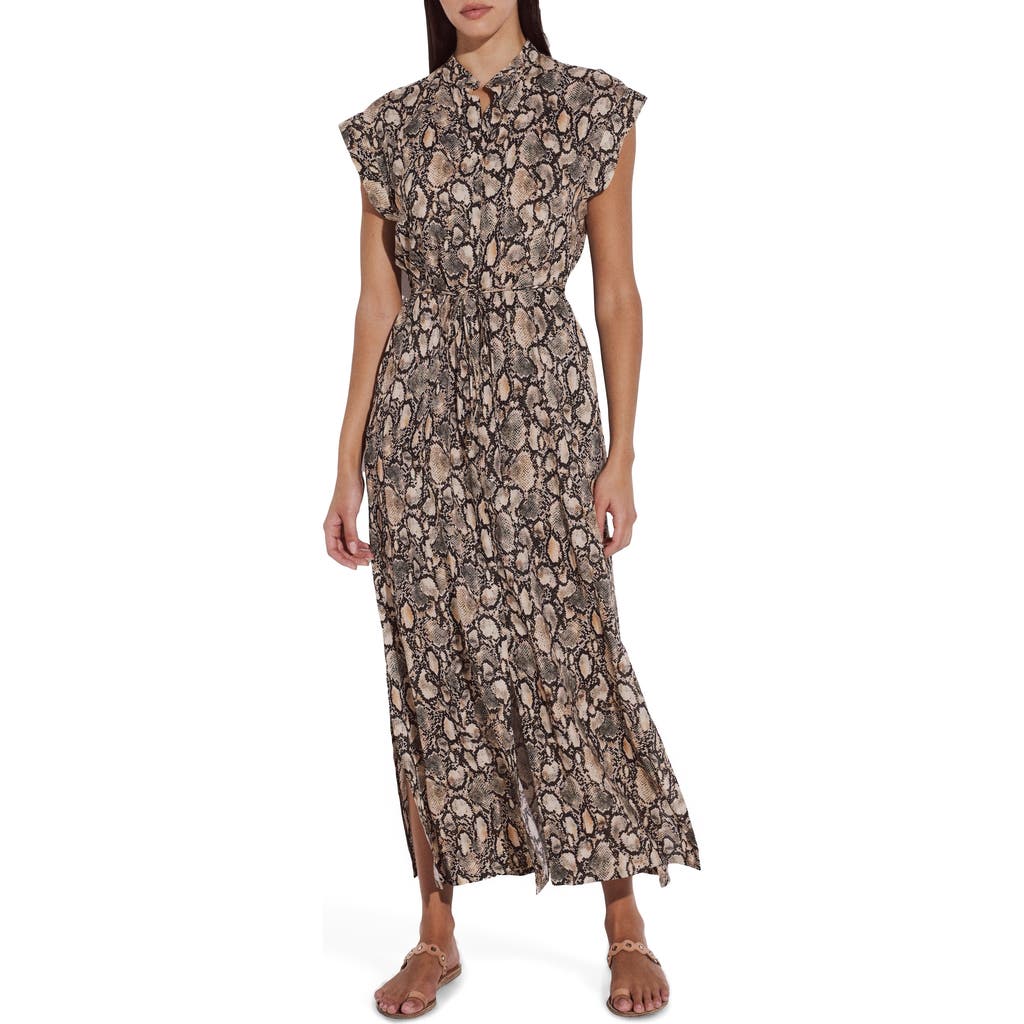 LIDA SWIMWEAR Dalia Cover-Up Dress Maxi Dress in Brown Snakeskin at Nordstrom, Size Small