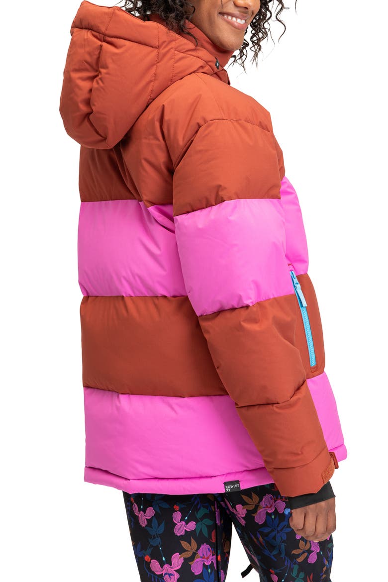 x Rowley Colorblock Hooded Puffer Jacket, Alternate, color, BURNT HENNA