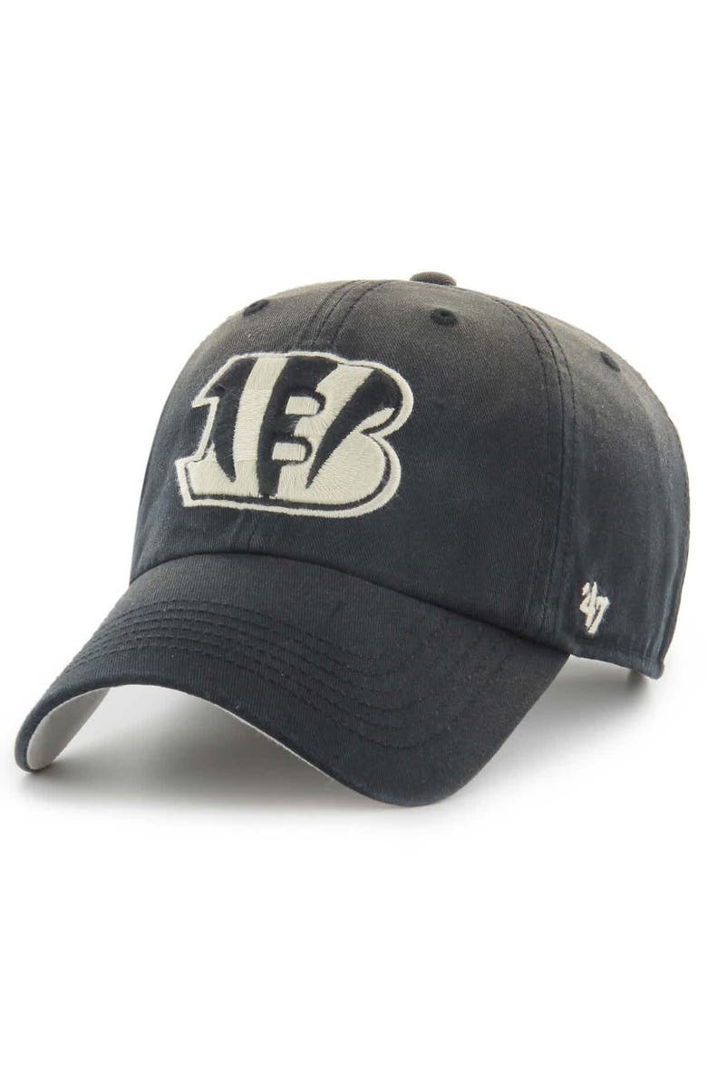'47 Men's '47  Black Cincinnati Bengals Dusted Relaxed Clean Up Adjustable Hat, Main, color, Black