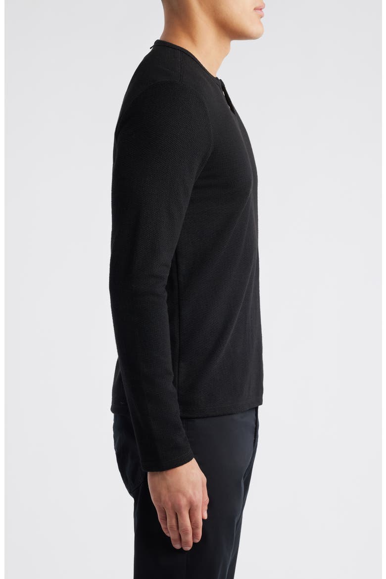 Lucerine Navy Waffle Cotton & Modal Henley, Alternate, color, BLACK