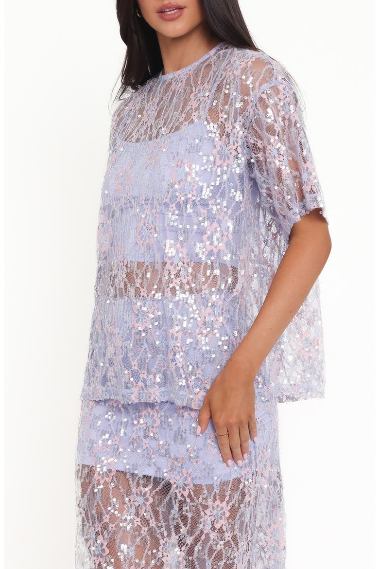 Yonder Oversize Check Sequin Floral Lace Top, Alternate, color, PURPLE