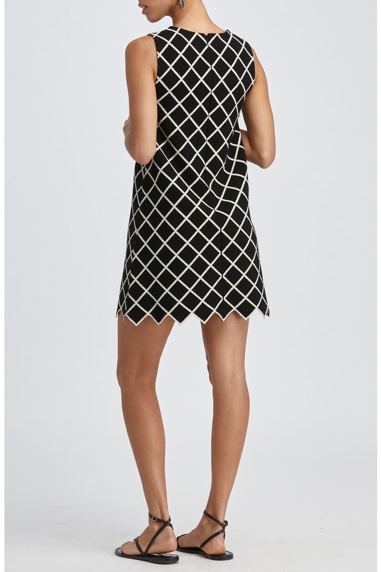 Windowpane Knit Dress, Alternate, color, BLACK WHITE