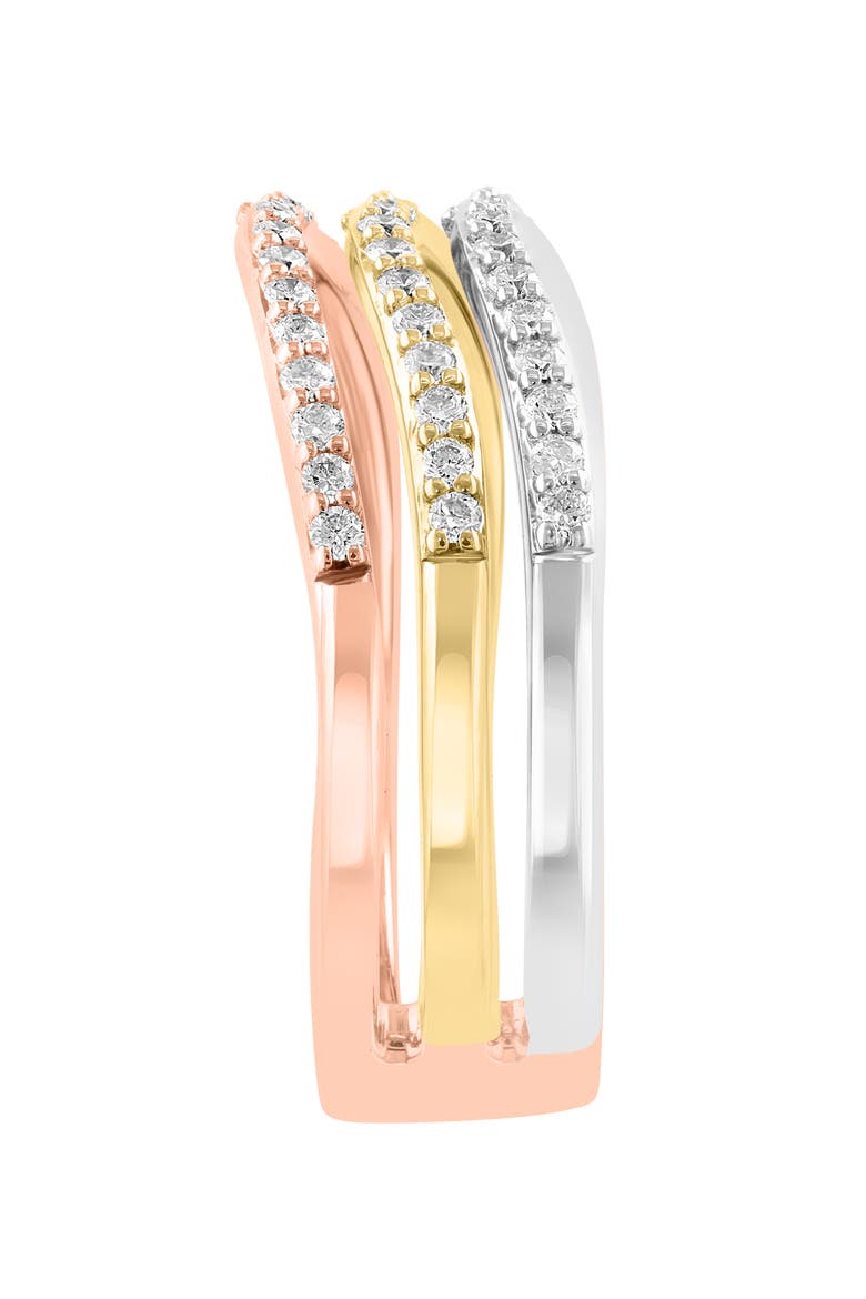 14K White, Yellow & Rose Gold Trinity Diamond Ring, Alternate, color, Metallic Gold