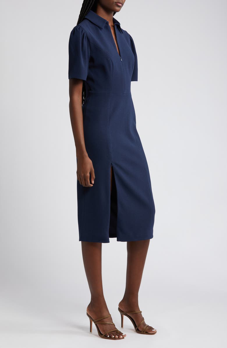 Dress the Population Gloria Front Zip Sheath Dress, Alternate, color, Midnight Blue