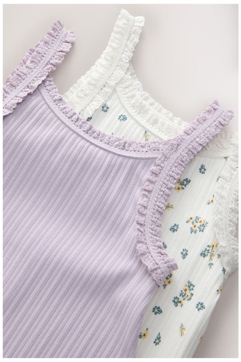Kids' 2-Pack Frill Cotton Blend Tank Tops, Alternate, color, MULTI