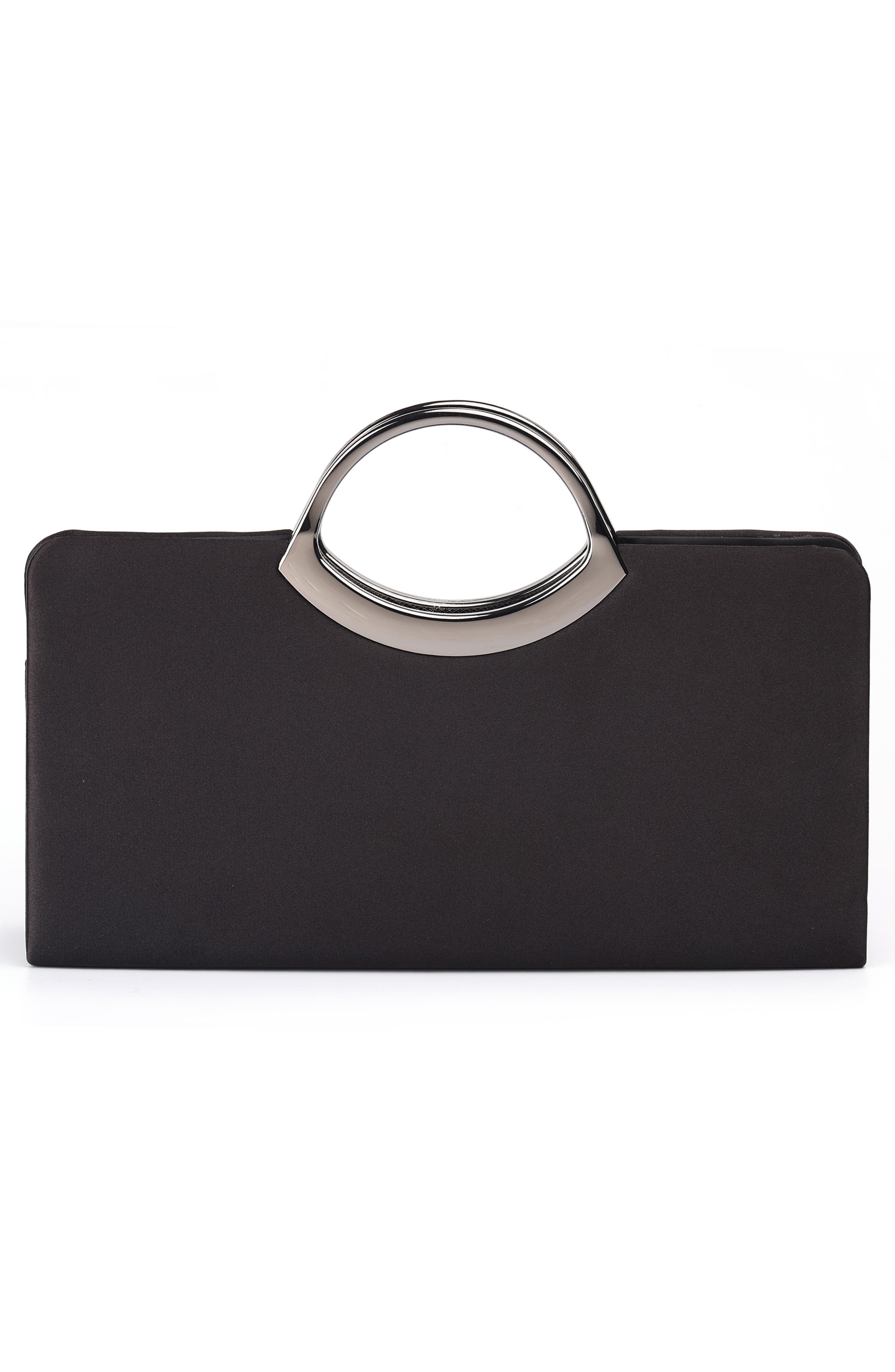 LADY COUTURE Tango Rhinestone Satin Clutch, Alternate, color, Black