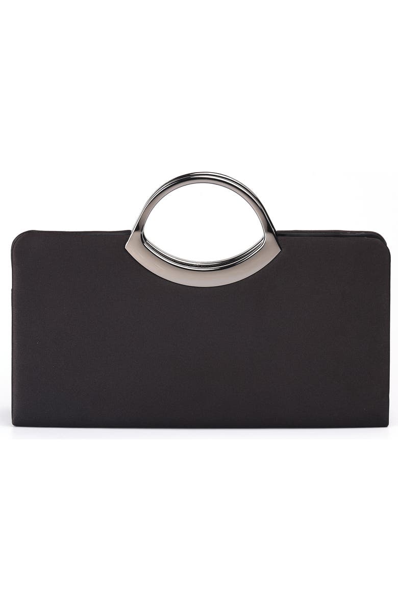 LADY COUTURE Tango Rhinestone Satin Clutch, Alternate, color, Black