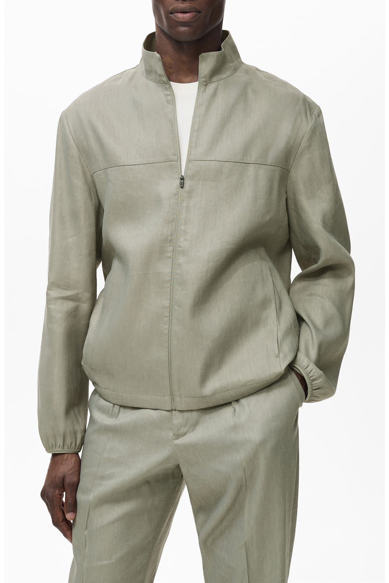 Linen Blend Jacket, Main, color, OLIVE GREEN