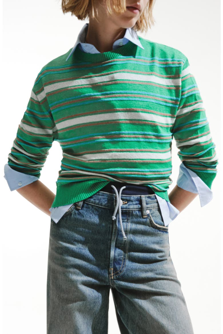 Malbo Stripe Sweater, Alternate, color, GREEN