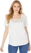 Jessica London Stretch Cotton Eyelet Cutout Tee
