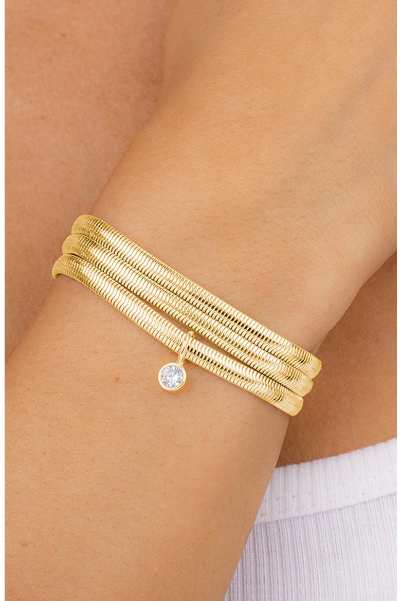 Mirela Triple Herringbone Chain Bracelet, Alternate, color, GOLD